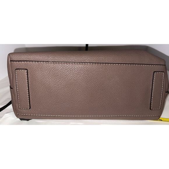 Tory Burch Leather Tote Bag Taupe Top Handle Shoulder Strap Satchel Used - Picture 9 of 9